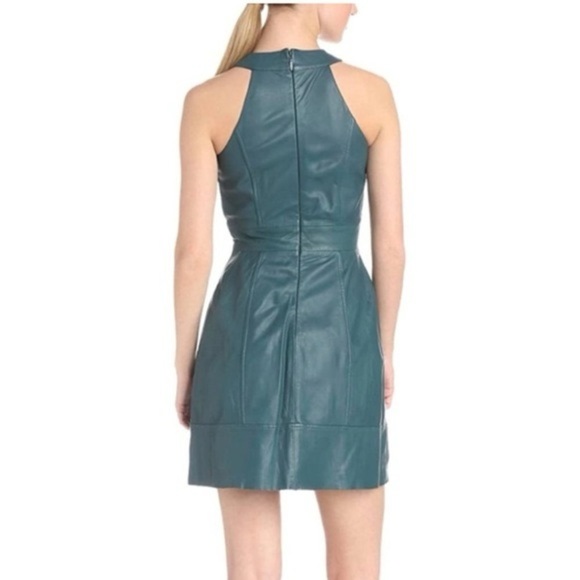 French Connection Jive Halter Genuine Leather Dress - Picture 3 of 11
